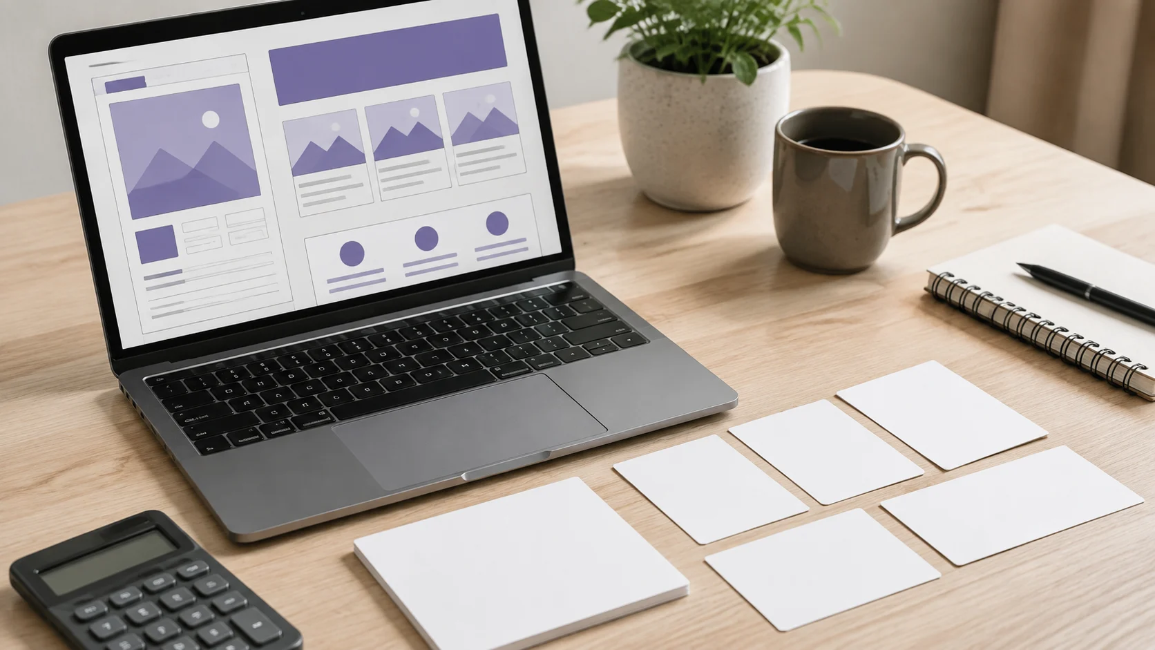 Web sitesi kapsam ve bütçe planlamasını temsil eden masaüstü düzeni